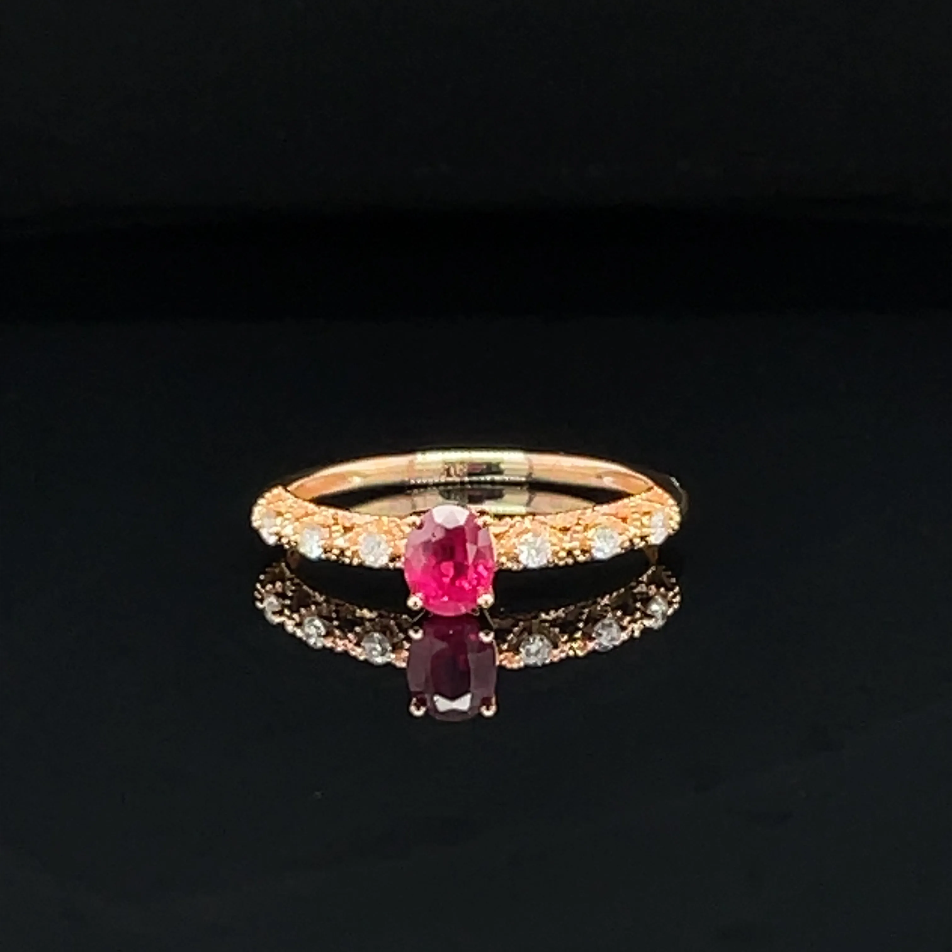 Ruby & Diamond 0.65ctw Milgrain Filigree Vintage Ring in 18k Rose Gold - #354 - RGRUB106103
