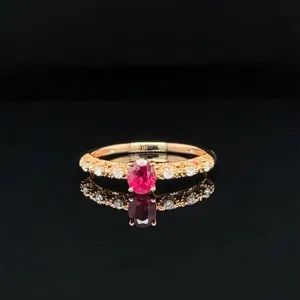 Ruby & Diamond 0.65ctw Milgrain Filigree Vintage Ring in 18k Rose Gold - #354 - RGRUB106103