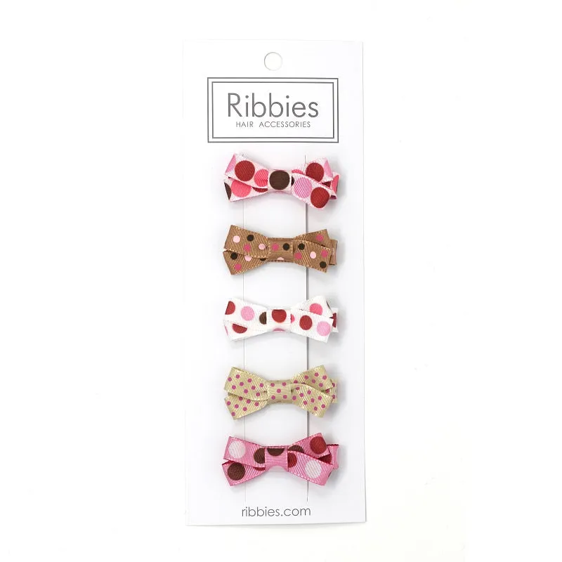Set of 5 Small Bows - Dots