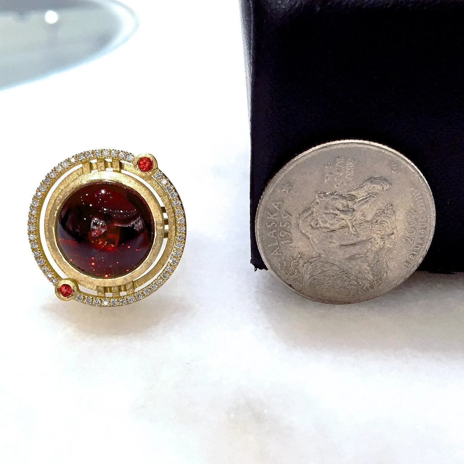 Shimell and Madden One of a Kind Garnet Sapphire Diamond Handmade Ring