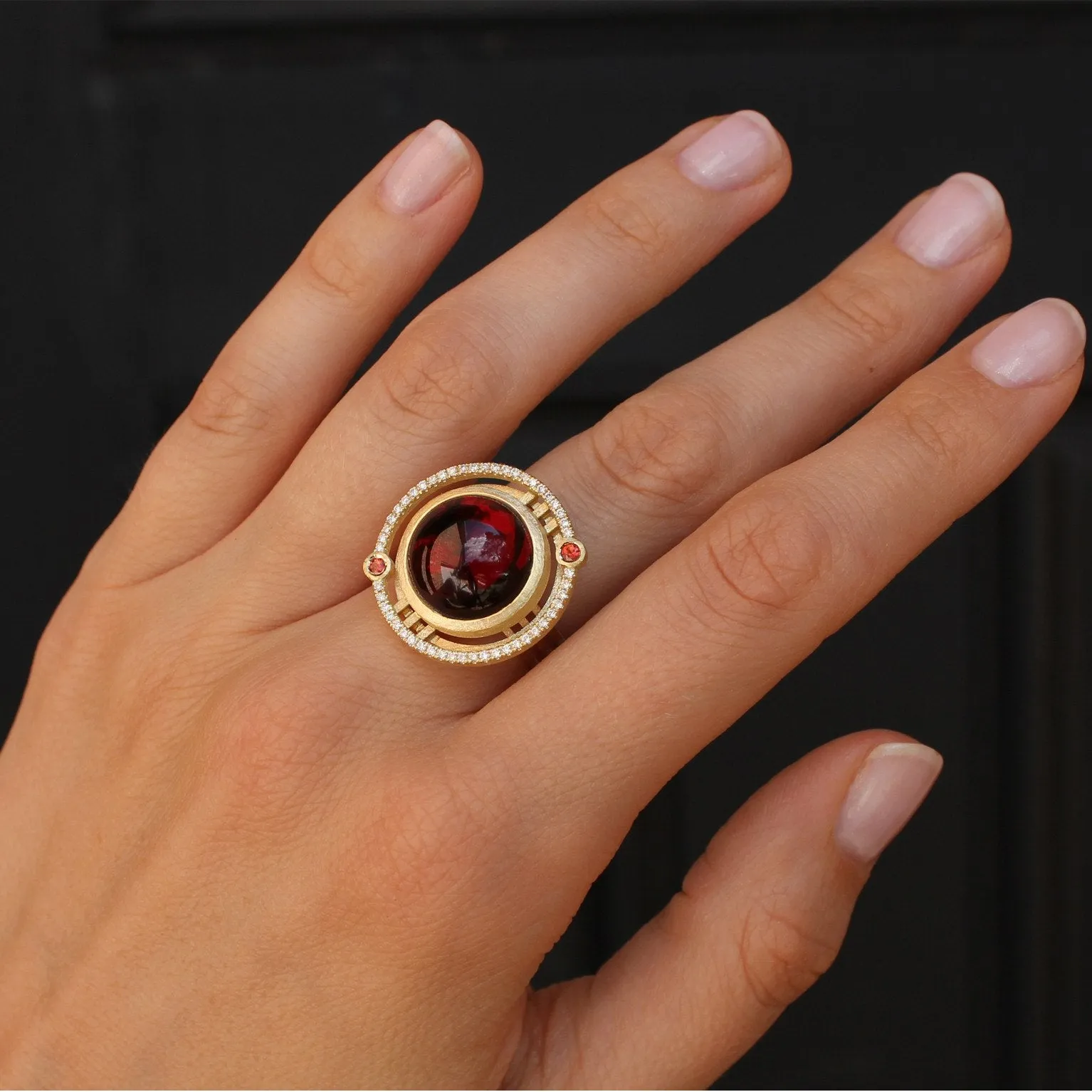 Shimell and Madden One of a Kind Garnet Sapphire Diamond Handmade Ring