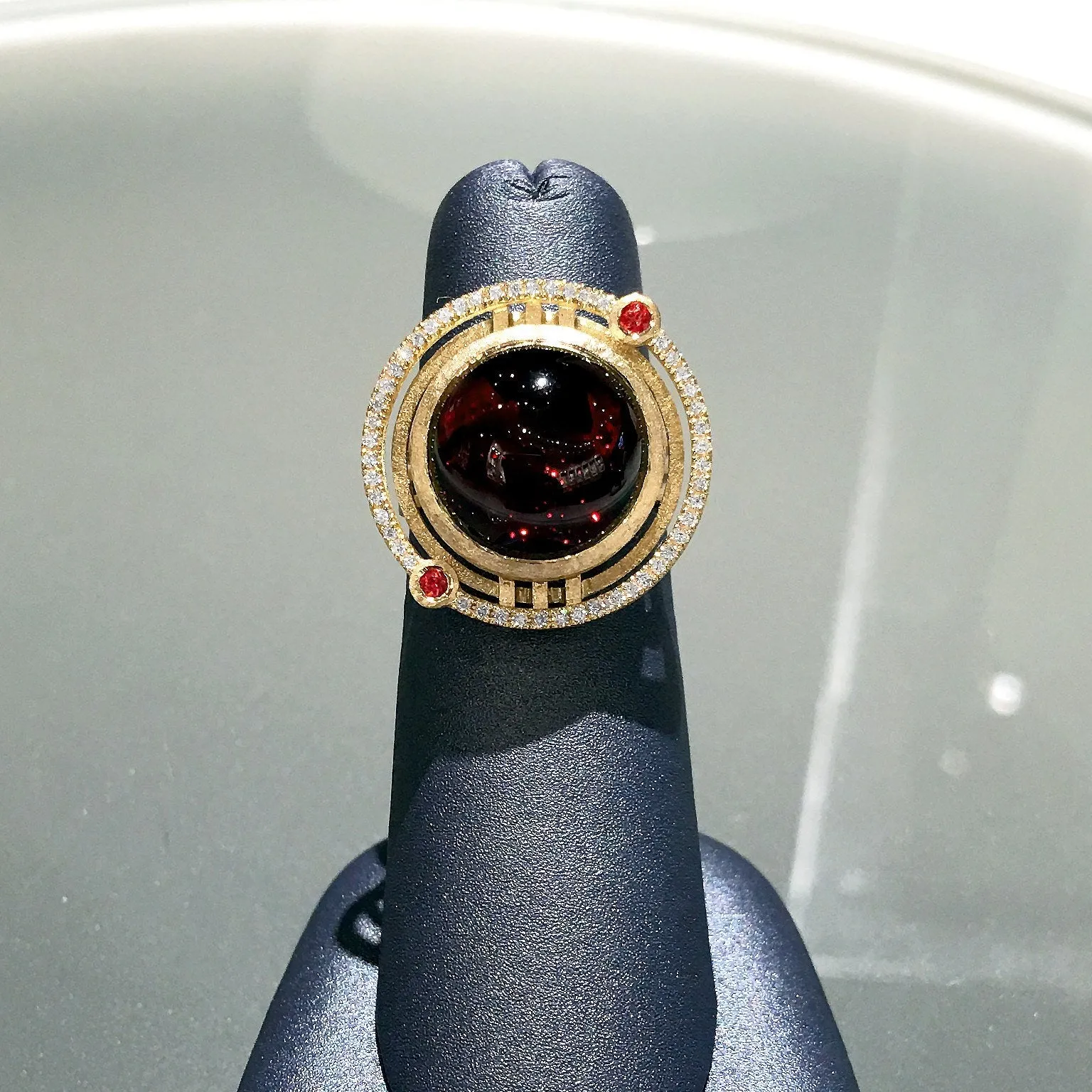 Shimell and Madden One of a Kind Garnet Sapphire Diamond Handmade Ring