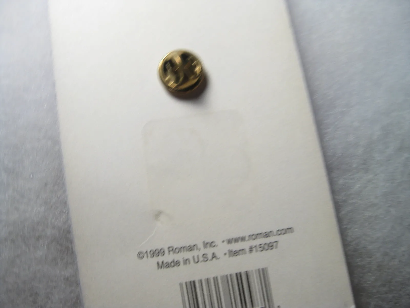SIlvertone Angel Face Tack Pin, Faux Pearl, New on Card, Roman, Inc.