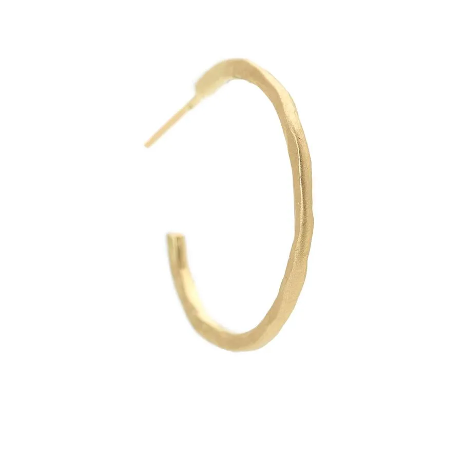 Solid Gold Hammered Open Hoop Earrings