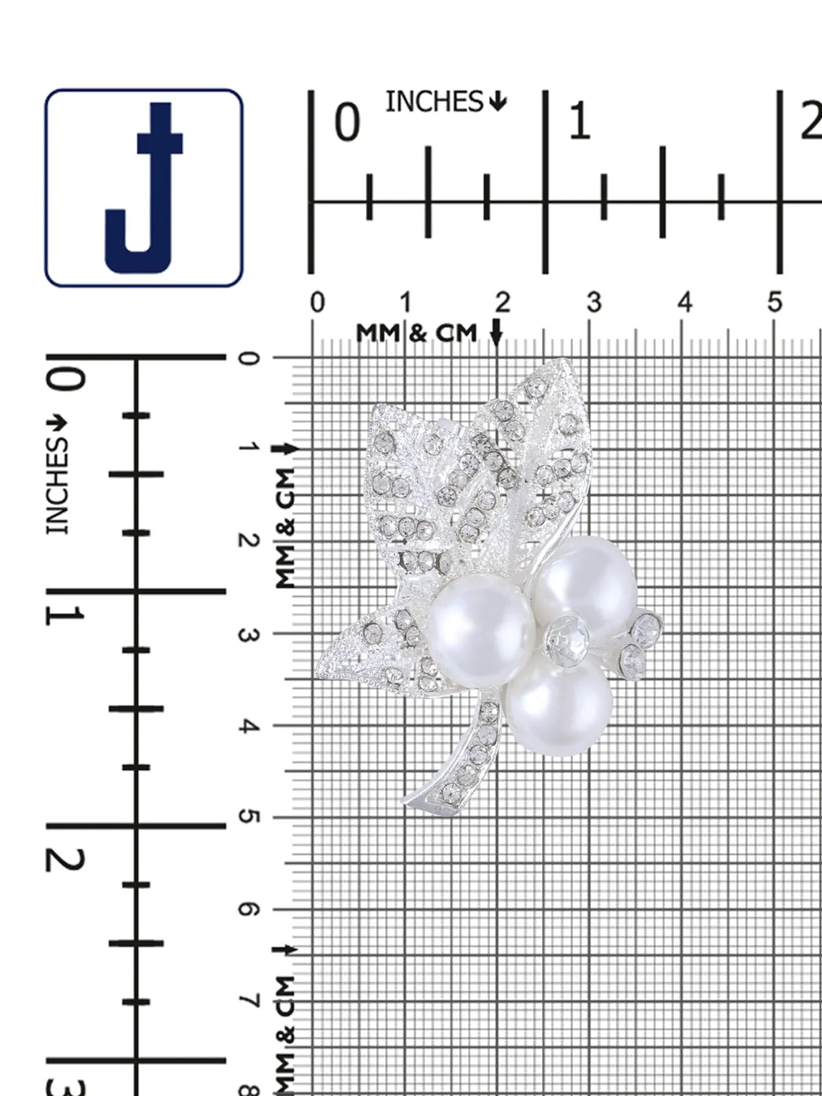 Sparkling Diamond & Pearl Leaf Shape Brooch