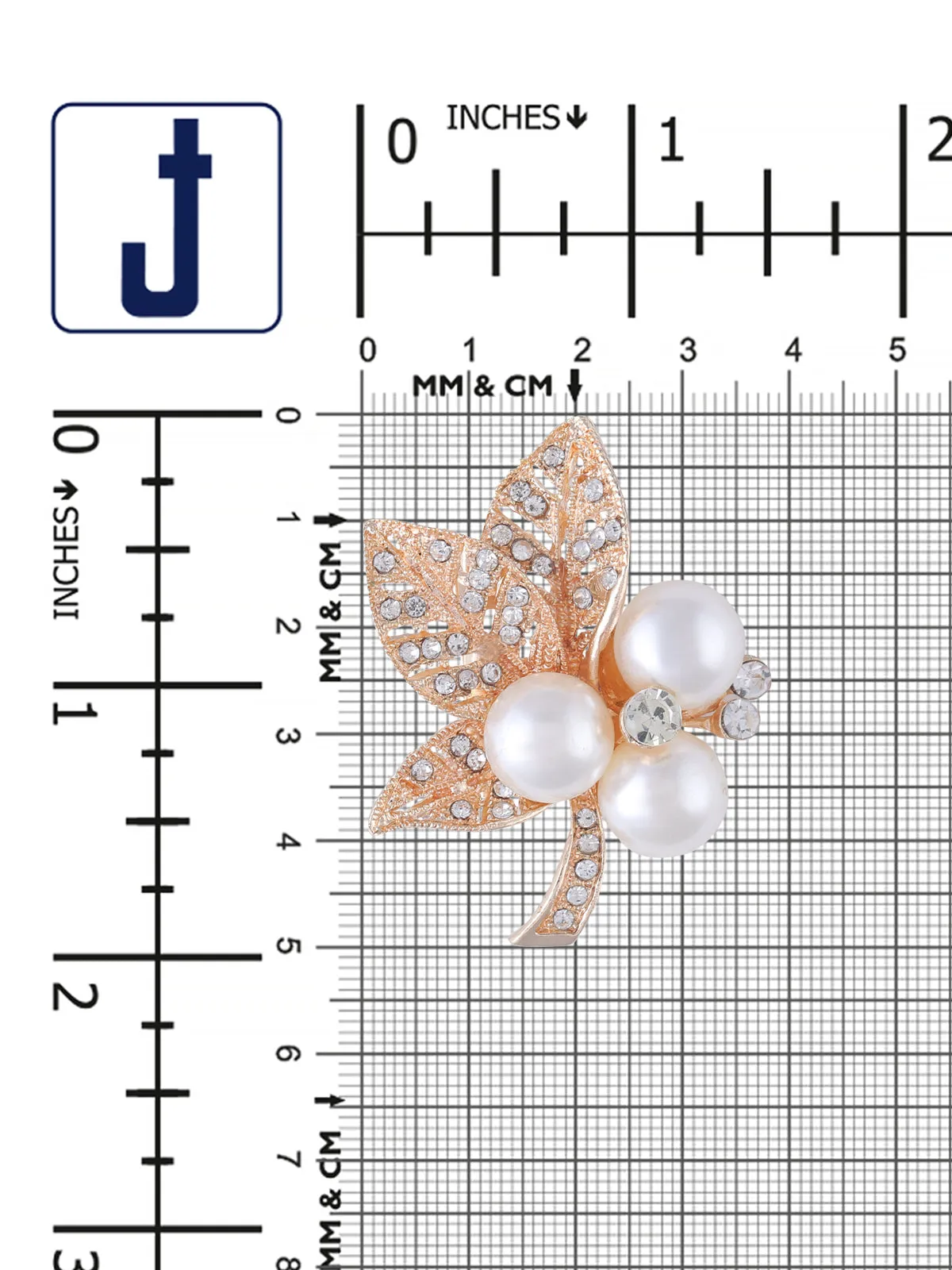 Sparkling Diamond & Pearl Leaf Shape Brooch