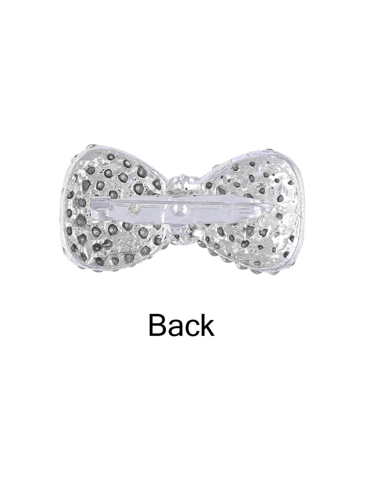 Sparkling Shiny Silver Diamond Bow Brooch