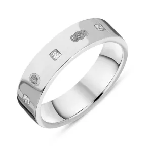 Sterling Silver 0.24ct Diamond King's Coronation Hallmark Princess Cut 5mm Ring D