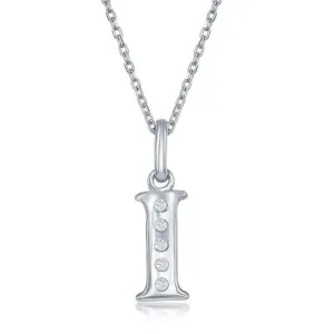 Sterling Silver Diamond "I" Initial Pendant Chain