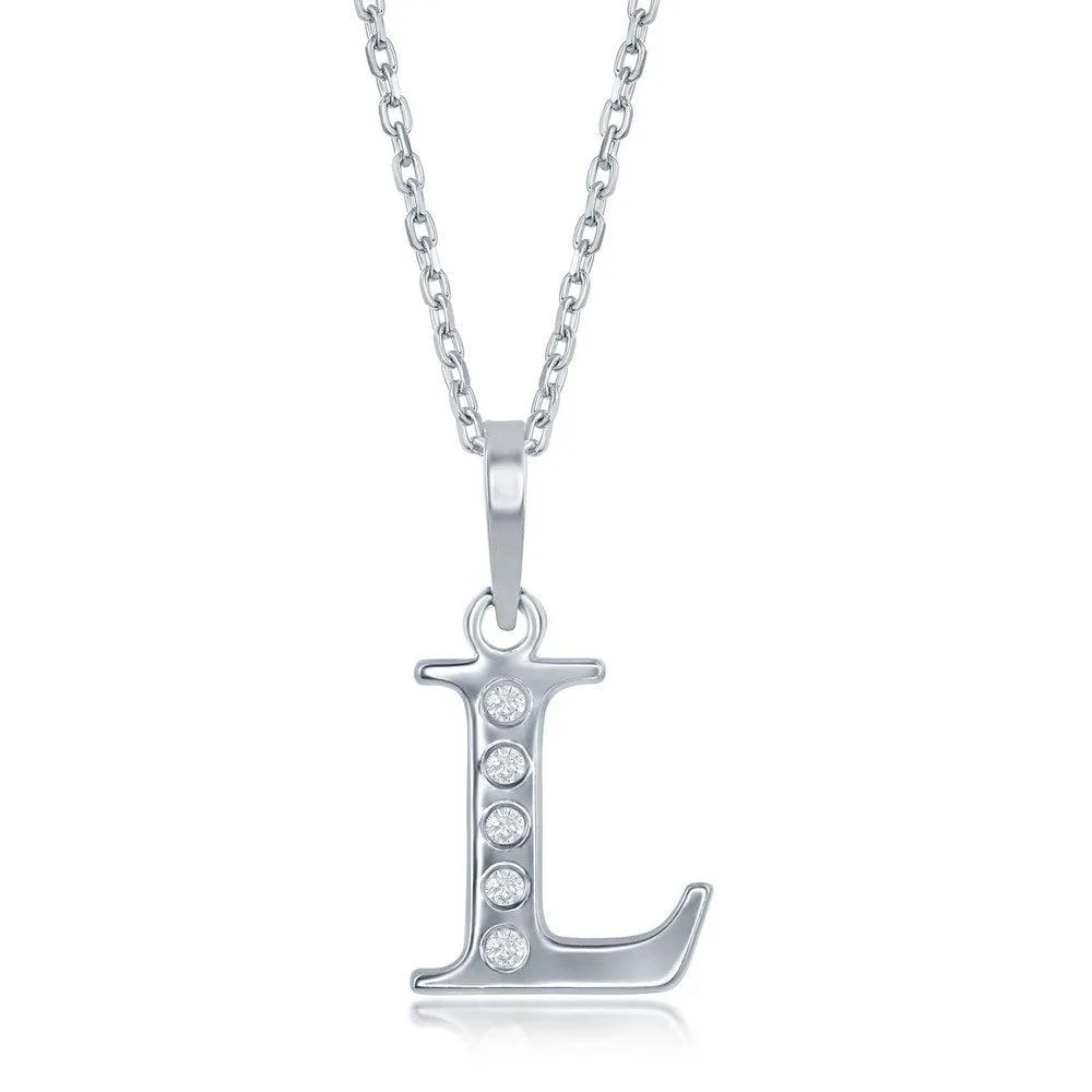 Sterling Silver Diamond "L" Initial Pendant Chain