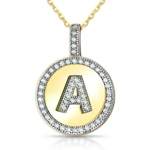 Sterling Silver Gold Plated Circle "A" Pendant with Chain