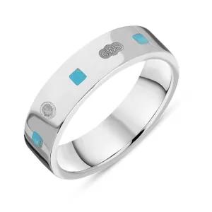 Sterling Silver Turquoise King's Coronation Hallmark Princess Cut 5mm Ring D