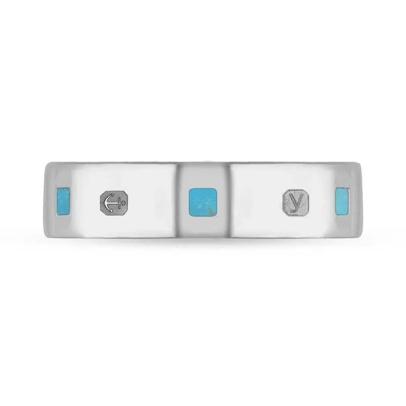 Sterling Silver Turquoise King's Coronation Hallmark Princess Cut 5mm Ring D