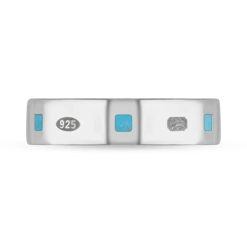 Sterling Silver Turquoise King's Coronation Hallmark Princess Cut 5mm Ring D