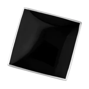 Sterling Silver Whitby Jet King's Coronation Hallmark Large Rhombus Ring D