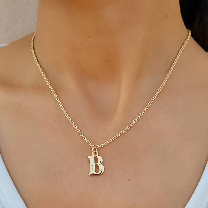 TFC Small Letter B - Gold Plated Pendant Necklace