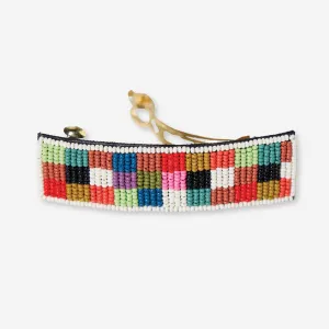 Theresa Checked Beaded Hair Barrette Multicolored