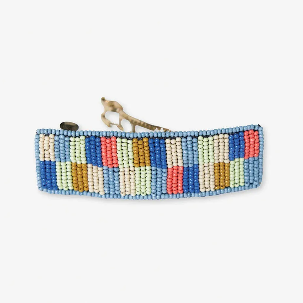Theresa Checkered Beaded Hair Barrette Coastal