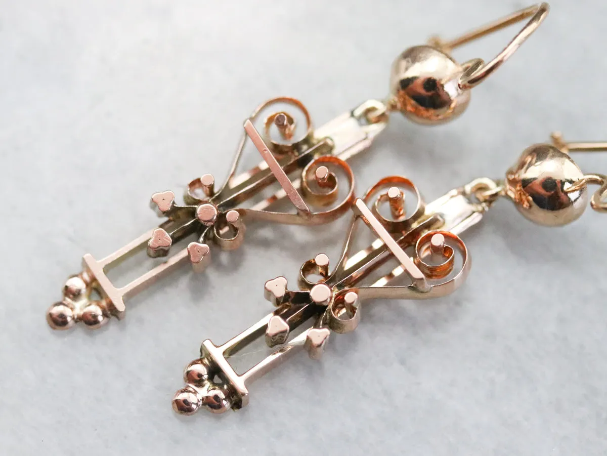 Upcycled Gold Victorian Drop Earrings