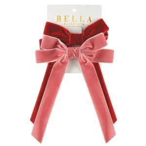 Velvet Bow Clips - Blush/Red