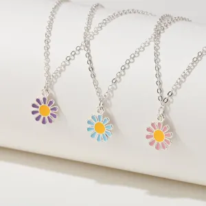 Vibrant Daisy Charm Anklet with Silver Chain - Colorful Summer Jewelry for Women
