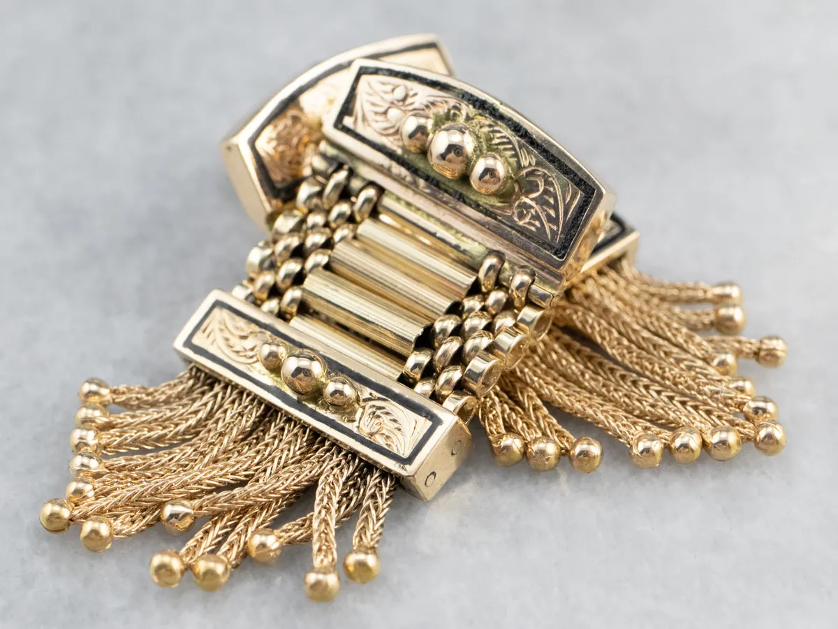 Victorian Revival Gold Fringe Statement Earrings