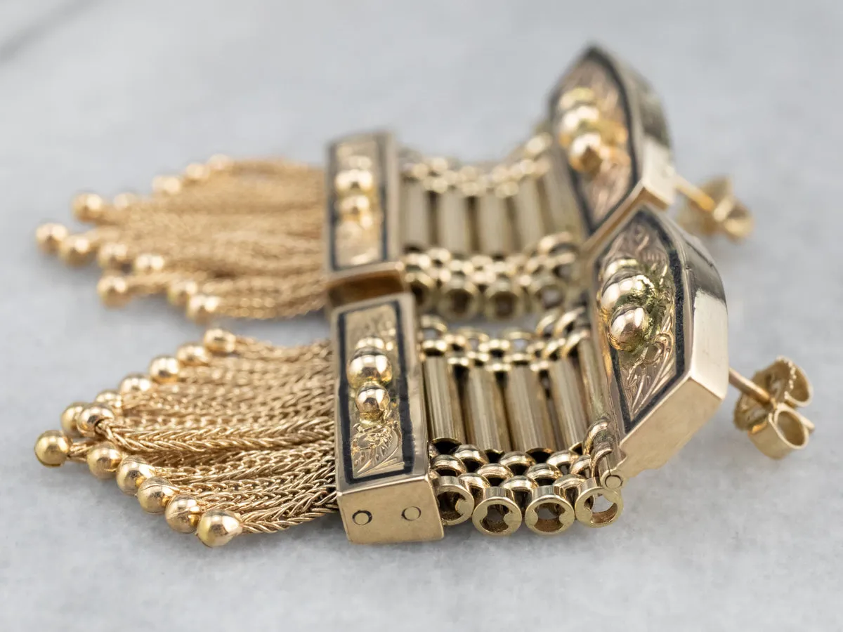 Victorian Revival Gold Fringe Statement Earrings