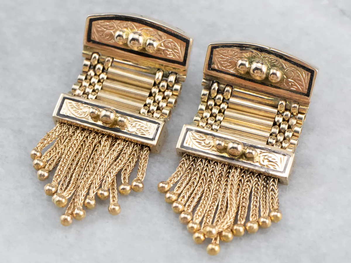 Victorian Revival Gold Fringe Statement Earrings
