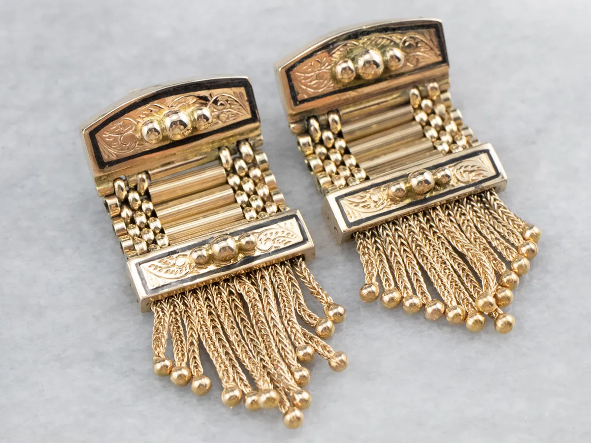Victorian Revival Gold Fringe Statement Earrings