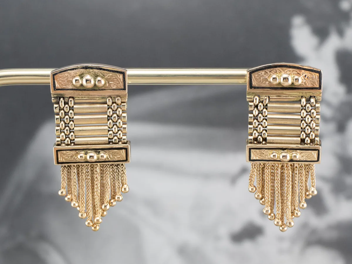 Victorian Revival Gold Fringe Statement Earrings