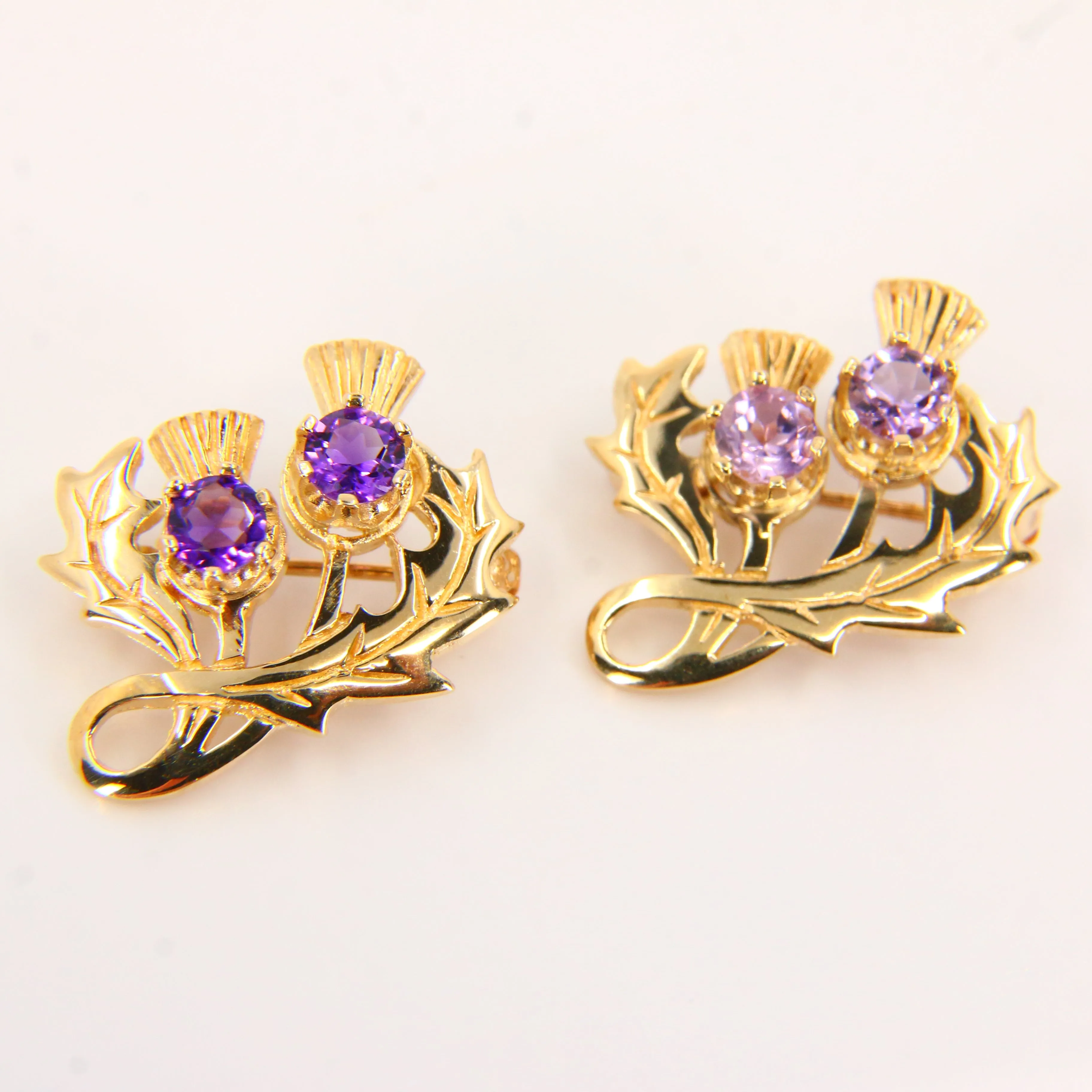 Vintage 9ct Thistle Brooch Hallmarked Solid Yellow Gold Flower of Scotland Gift