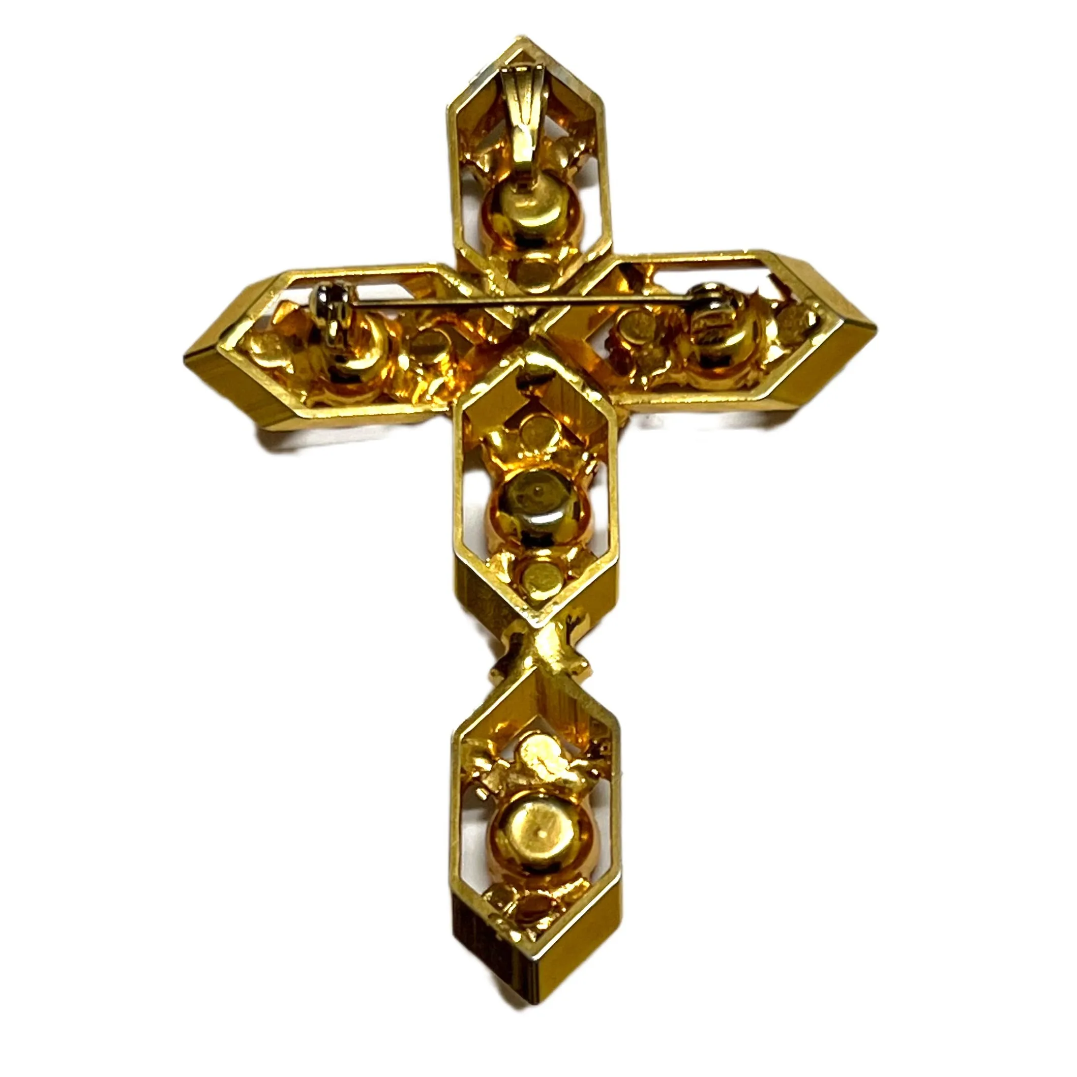 Vintage Brooch - Pink Cross
