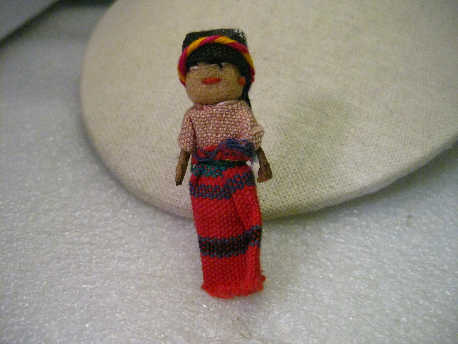 Vintage Hand Made Ethic Fabric Doll Brooch, Colombia/Peruvian 2.5"