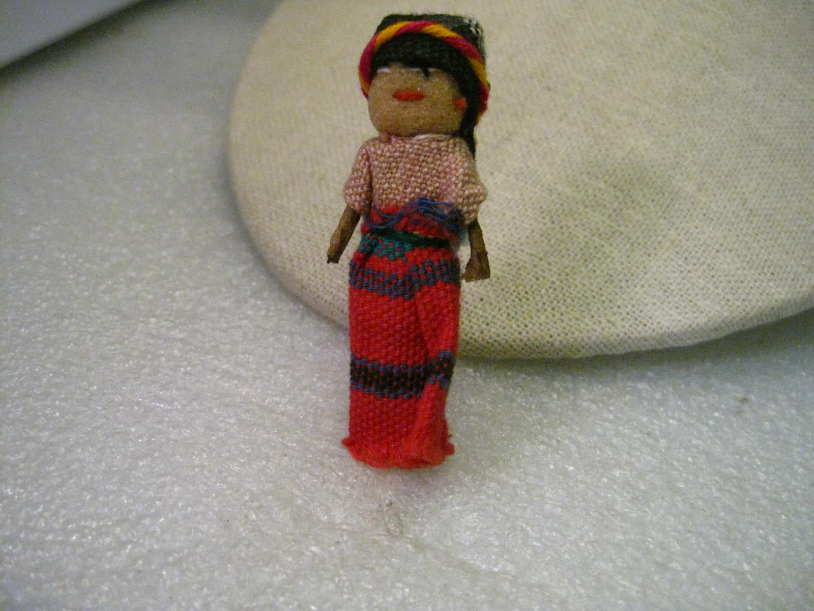 Vintage Hand Made Ethic Fabric Doll Brooch, Colombia/Peruvian 2.5"