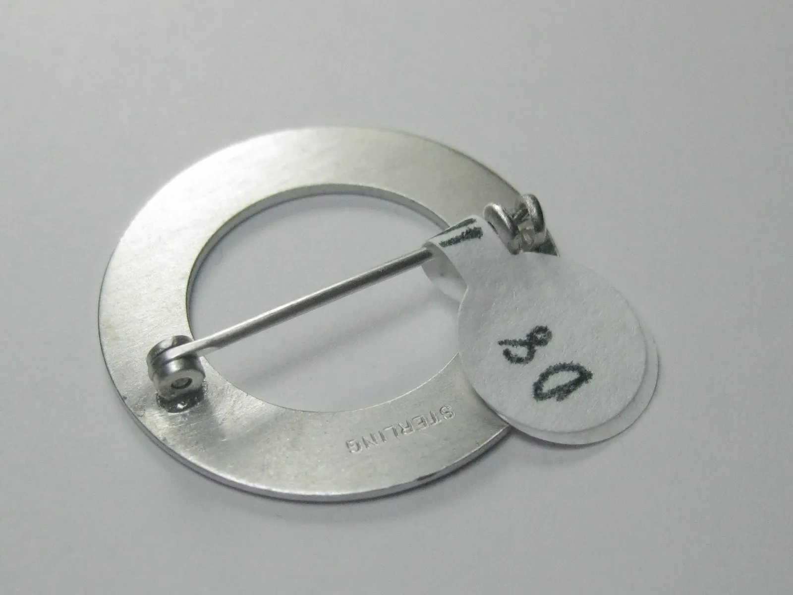 Vintage Sterling Aqua Guilloche Circle Brooch, 1960's