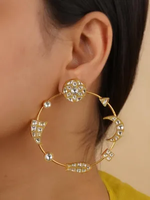 White Color Gold Plated Earrings - TR-EAR84