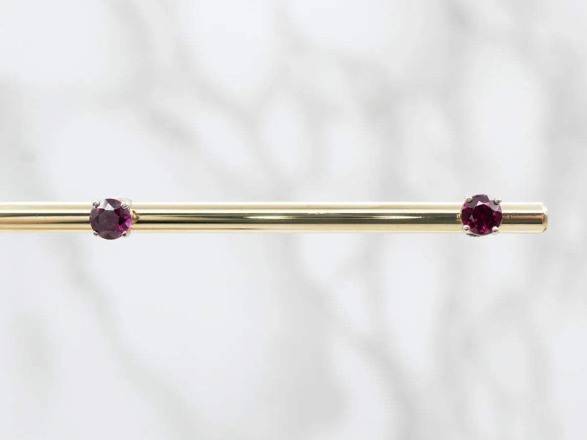 White Gold Garnet Stud Earrings