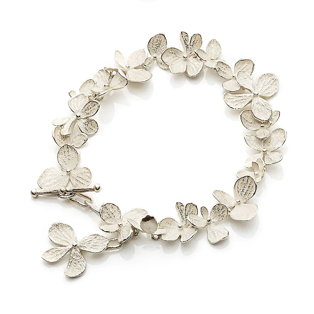 White Silver Hydrangea Bracelet