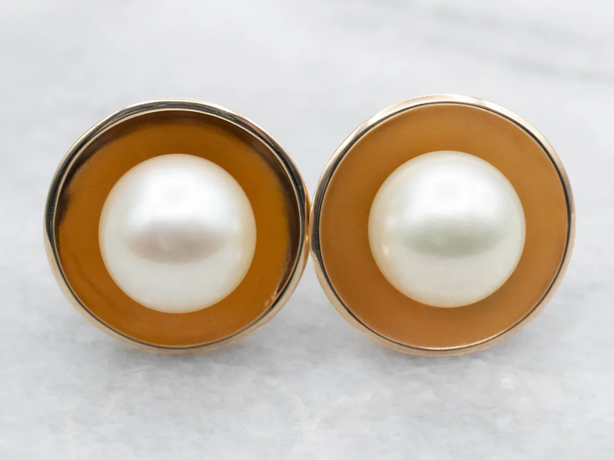 Yellow Gold Saltwater Pearl Stud Earrings