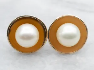 Yellow Gold Saltwater Pearl Stud Earrings