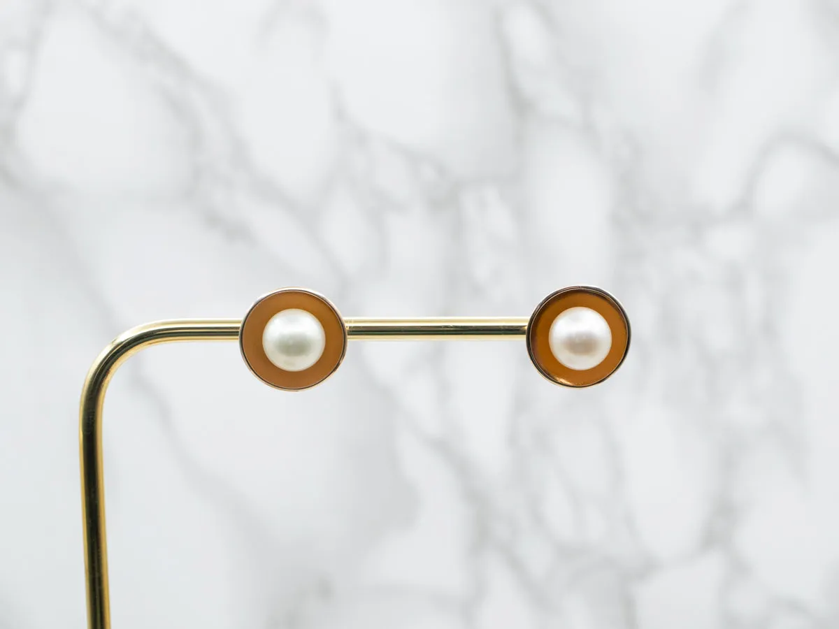Yellow Gold Saltwater Pearl Stud Earrings