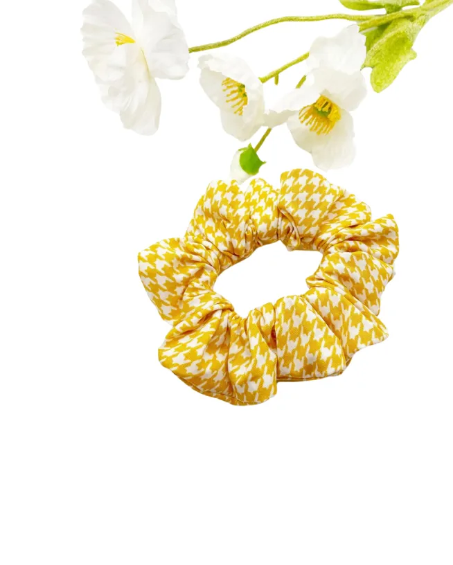 Yellow Houndstooth Scrunchie