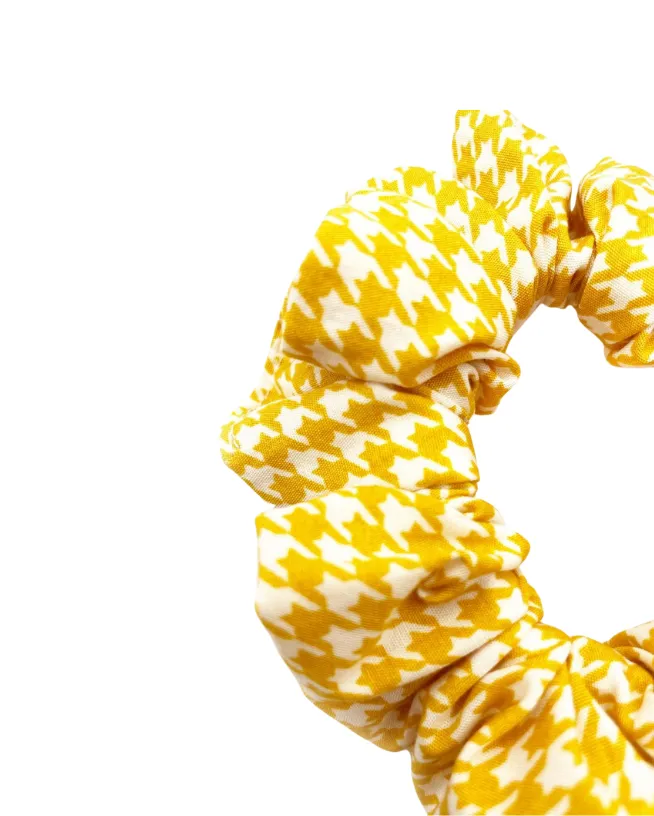 Yellow Houndstooth Scrunchie